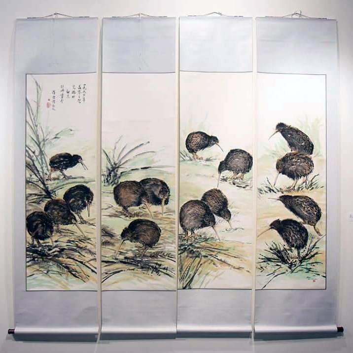 Chinese painting of kiwi birds